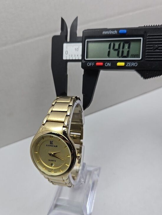 Loncar LC-1838L Womens Quartz 23K Gold Plated Date Watch 32mm Dress New Battery main image 8